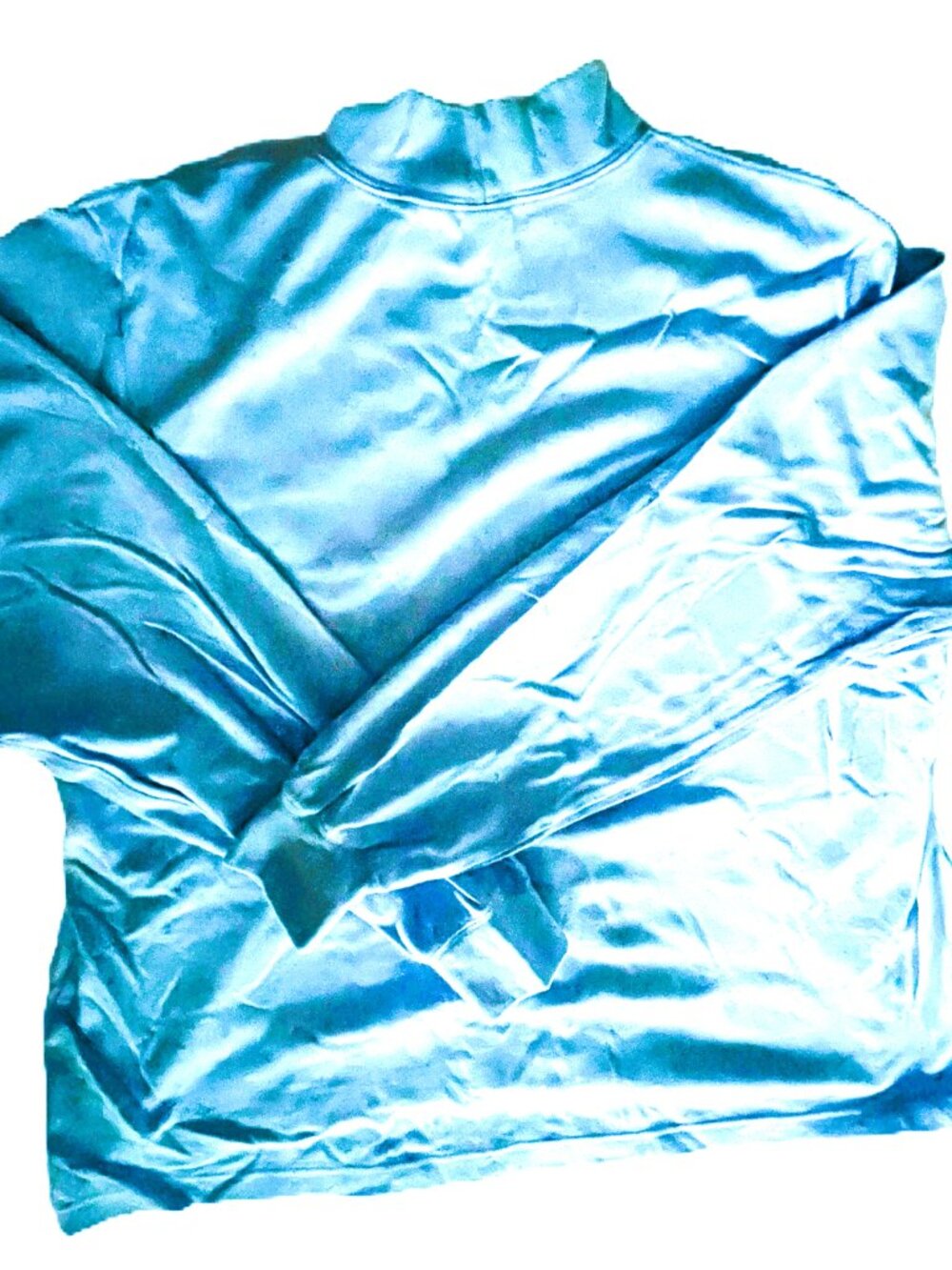 Lands' End Size XL Light Blue Long Sleeve TURTLENECK Blouse (B032)